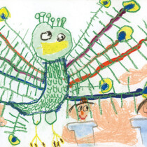 日本美術教育連合賞　北條　陽大　５歳　「くじゃくが羽をひろげたよ」　静岡県