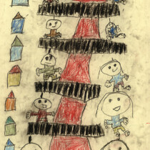 日本美術教育連合賞　小川　楓　５歳　「五重塔にのぼったよ」　岡山県
