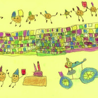 ぺんてる賞 田中 幸哉 5歳 「どんぐり村の本屋さん たくさん本があるよ」 山口県