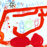 全国造形教育連盟賞 田村 文乃 4歳 「だいすきなバス」 岡山県