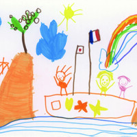 日本美術教育連合賞 「ふねにのったよ」 カステラーノ 美亜 4歳 日本人学校(フランス)