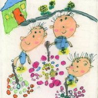 読売新聞社賞 「お兄ちゃんと花火をしたよ」 村木 奏志 5歳 岡山県